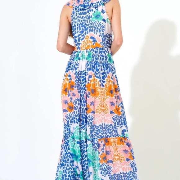 Oliphant Ruffle V-Neck Maxi Dress in Antigua Blue - Picture 3 of 3